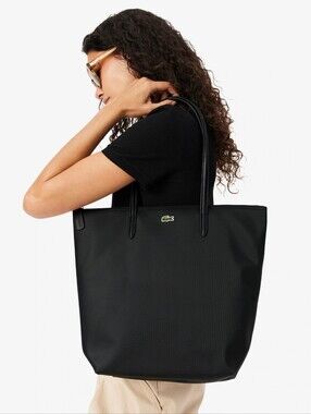 Lacoste L.12.12 Concept Vertical Tote Black PVC Laptop Work Bag